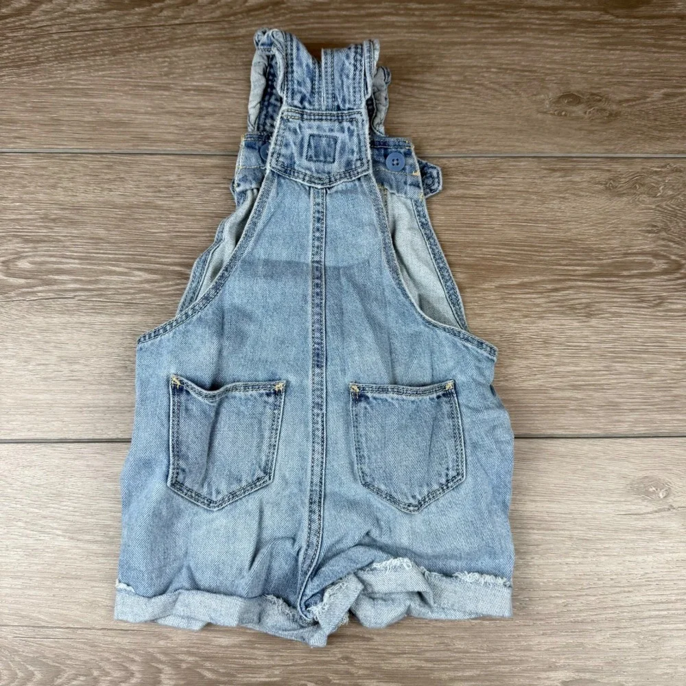 Gap Girls Denim Overall Shorts Heart Distressed Blue 2T